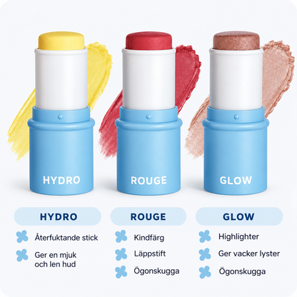 Foundation + Hydro + Rouge + Glow | Komplett smink- och hudvårdsset